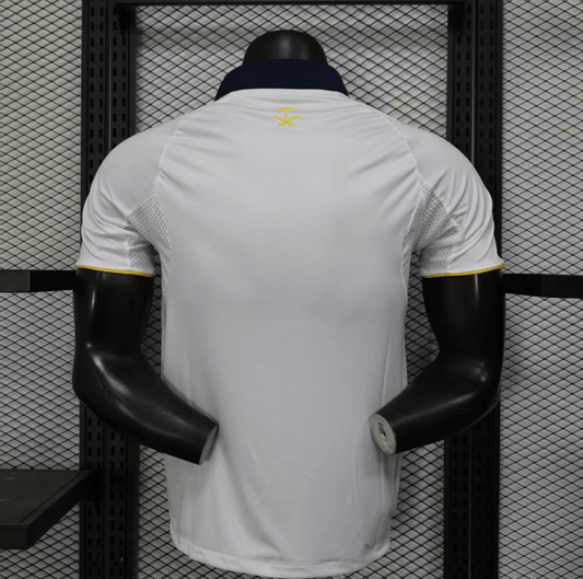 Back view of Riyadh Third Kit 25/26 official Al Nassr jersey, featuring a modern white design with navy accents.