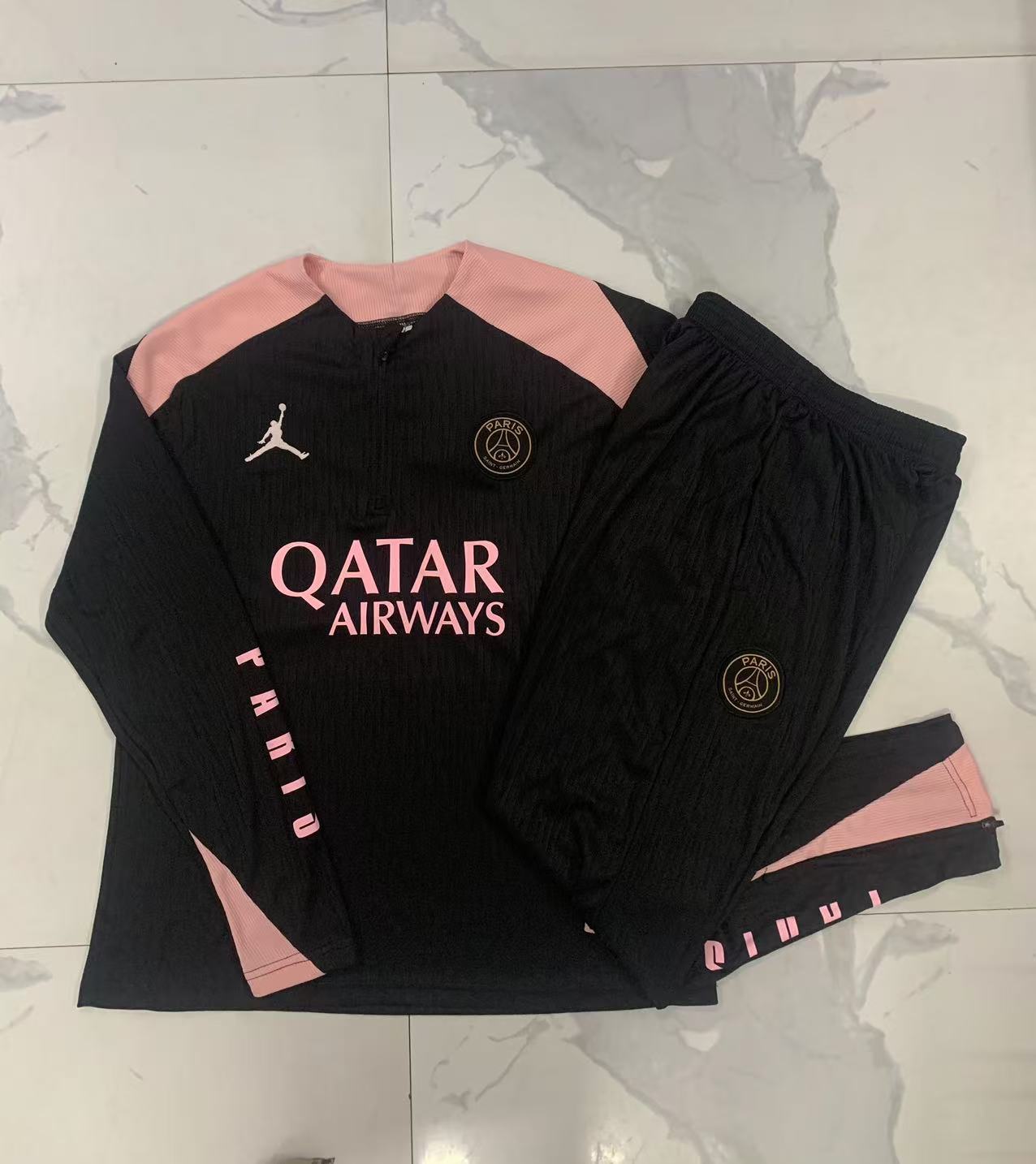 PSG 1/4 Zip Tracksuit Set Black/Pink