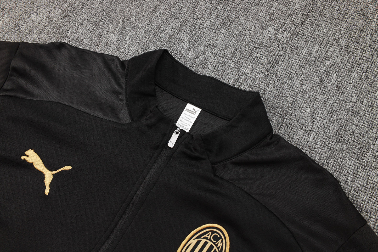 AC Milan 1/4 Zip Tracksuit Set Black/Red/Gold