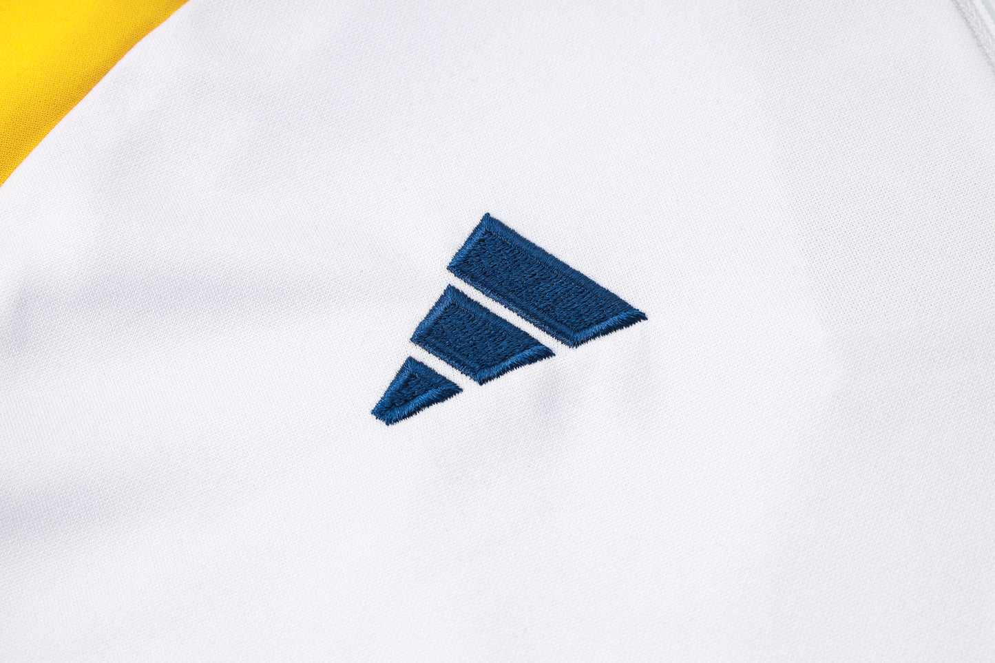Real Madrid 1/4 Zip Tracksuit Set White/Yellow/Navy