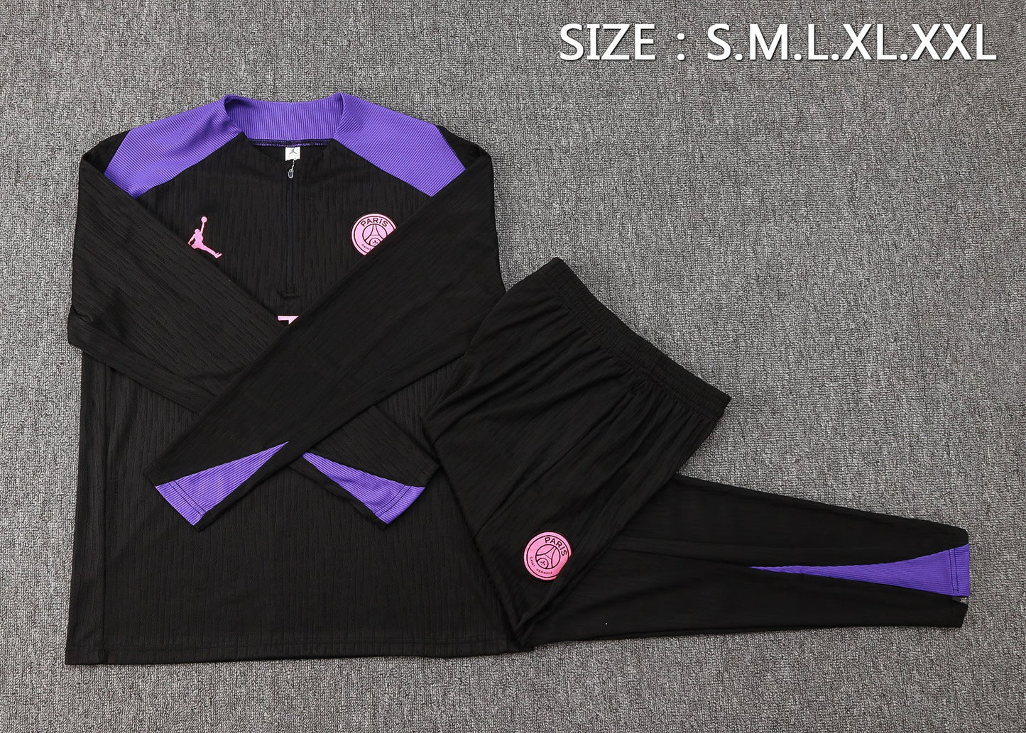 PSG 1/4 Zip Tracksuit Set Black/Purple/Pink