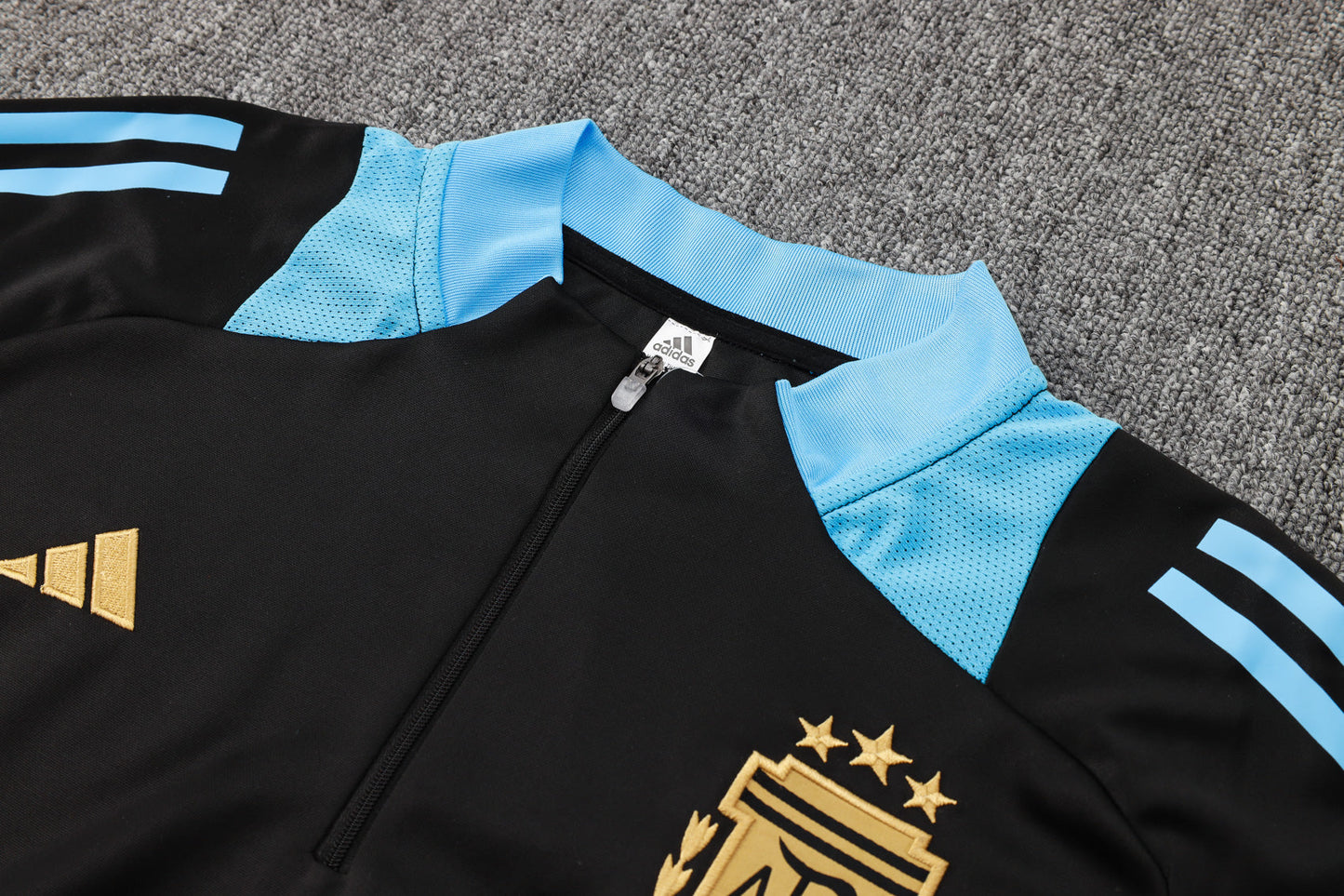 Argentina 1/4 Zip Tracksuit Set Black/Electric-Blue/Gold
