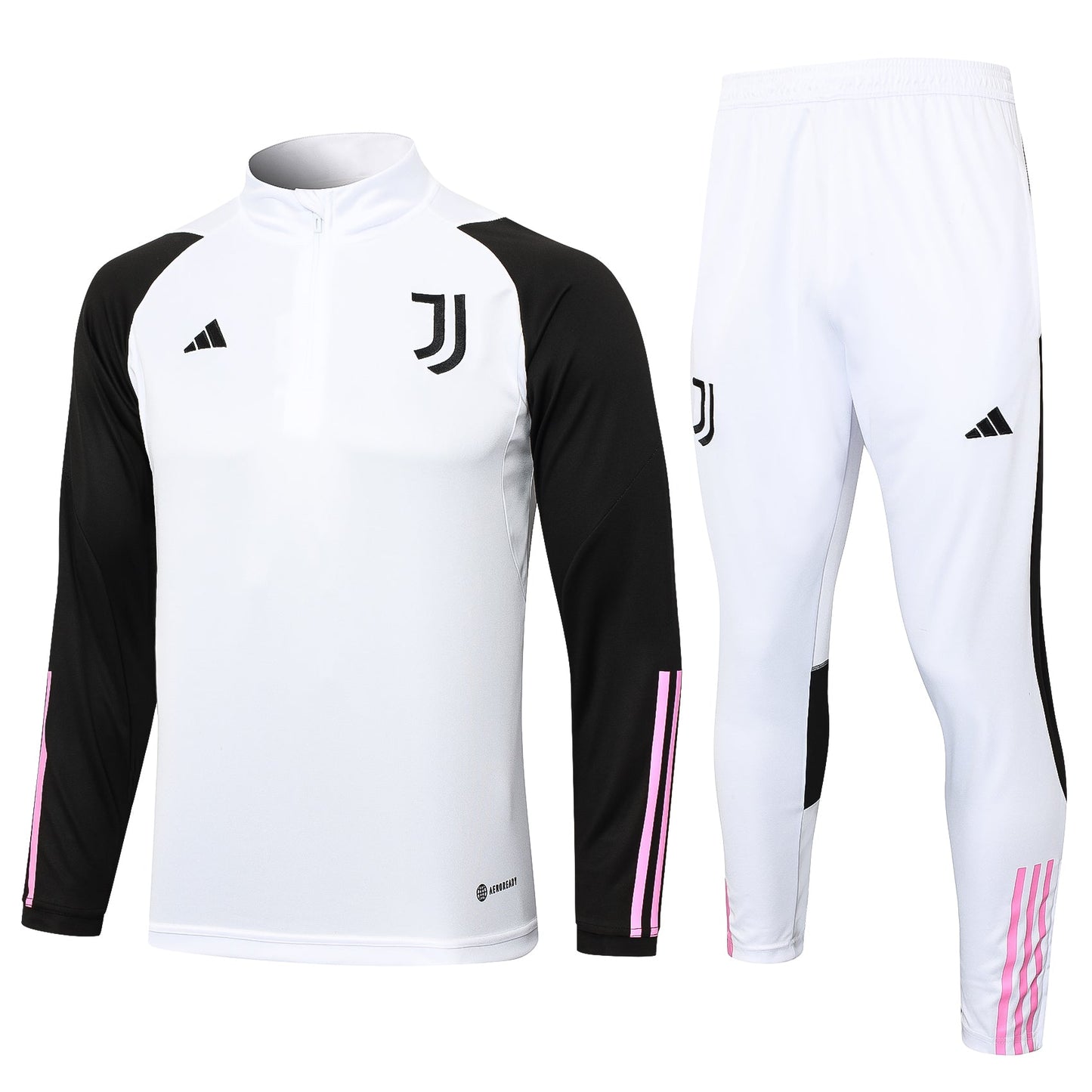 Juventus 1/4 Zip Tracksuit Set White/Pink/Black