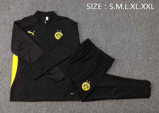 Borussia Dortmund 1/4 Zip Tracksuit Set Black/Yellow