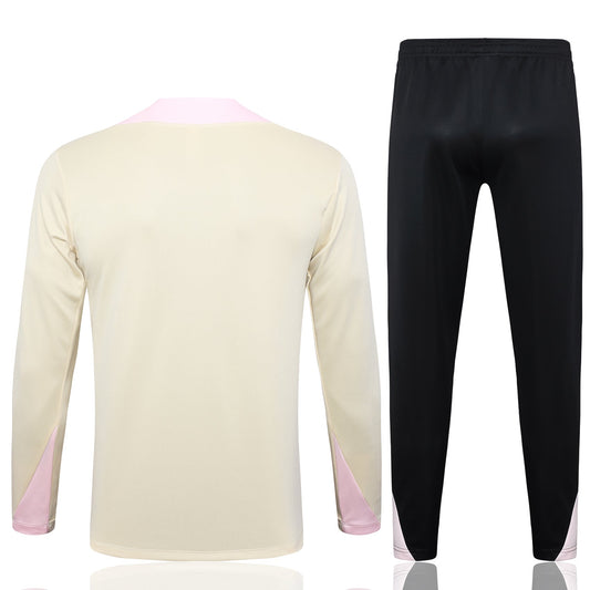 PSG 1/4 Zip Tracksuit Set Beige/Baby-Pink/Black