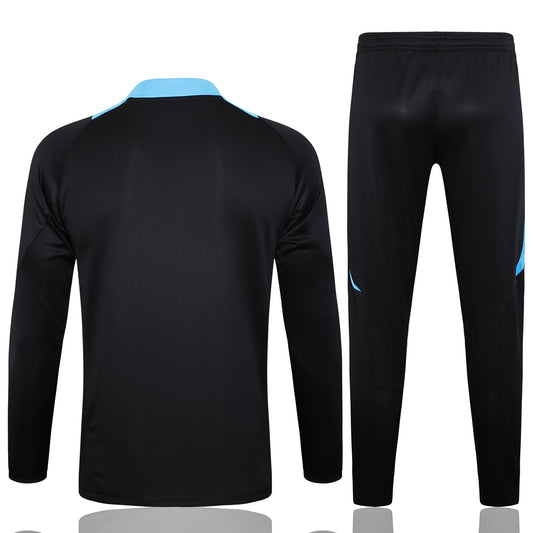 Argentina 1/4 Zip Tracksuit Set Black/Electric-Blue/Gold
