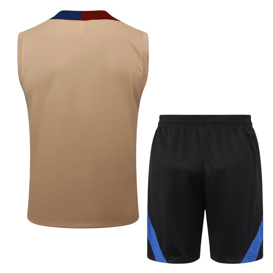 Barcelona Sleeveless Training Kit - Beige/Black