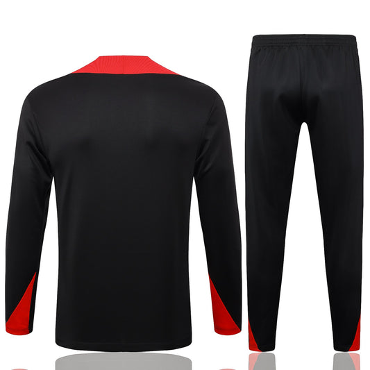 Portugal 1/4 Zip Tracksuit Set Black/Red