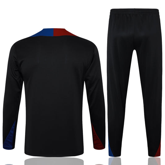 Barcelona 1/4 Zip Tracksuit Set Black/Red/Blue