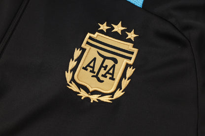 Argentina 1/4 Zip Tracksuit Set Black/Electric-Blue/Gold