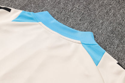 Argentina 1/4 Zip Tracksuit Set Beige/Electric-Blue/Black