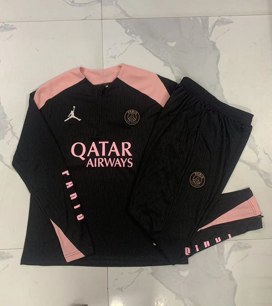 PSG 1/4 Zip Tracksuit Set Black/Pink
