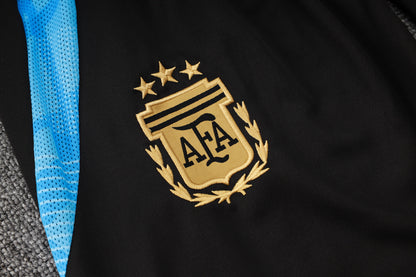 Argentina 1/4 Zip Tracksuit Set Black/Electric-Blue/Gold
