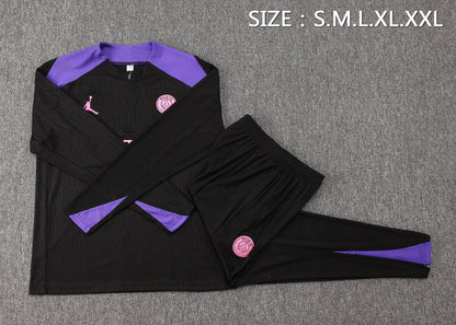 PSG 1/4 Zip Tracksuit Set Black/Purple/Pink
