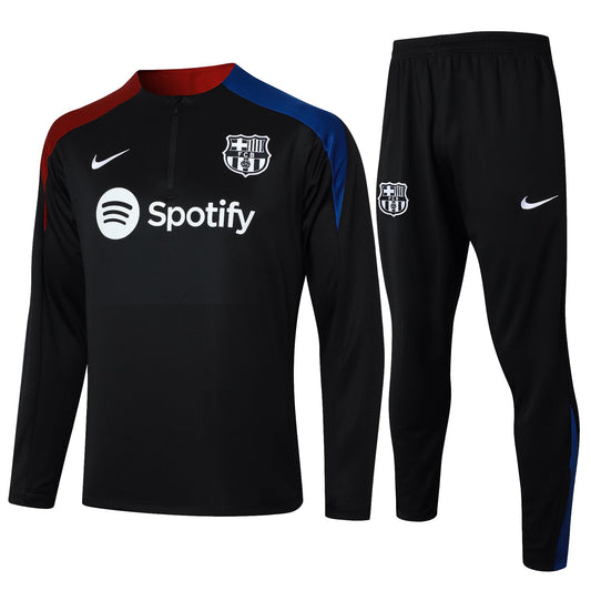 Barcelona 1/4 Zip Tracksuit Set Black/Red/Blue