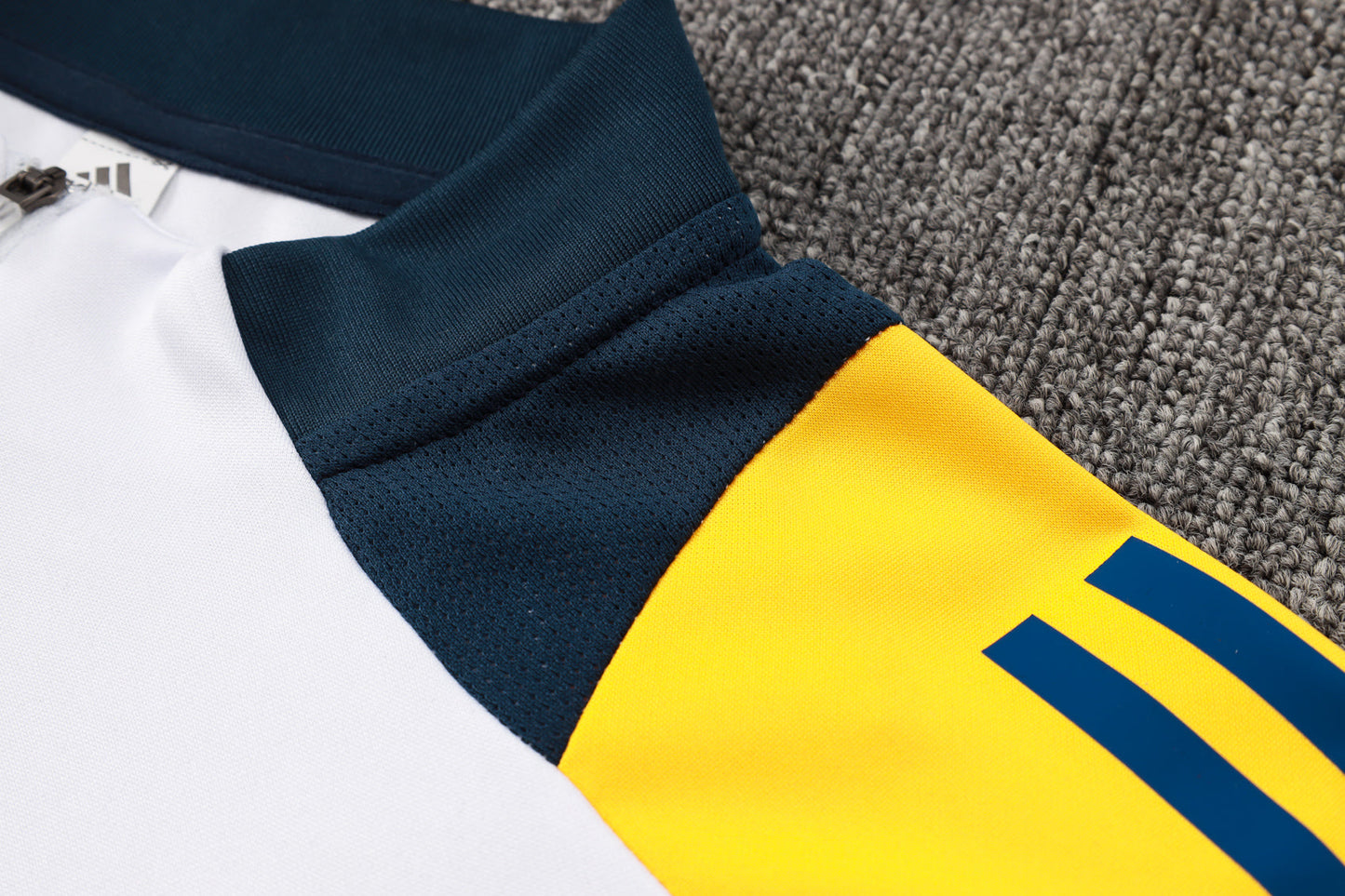 Real Madrid 1/4 Zip Tracksuit Set White/Yellow/Navy