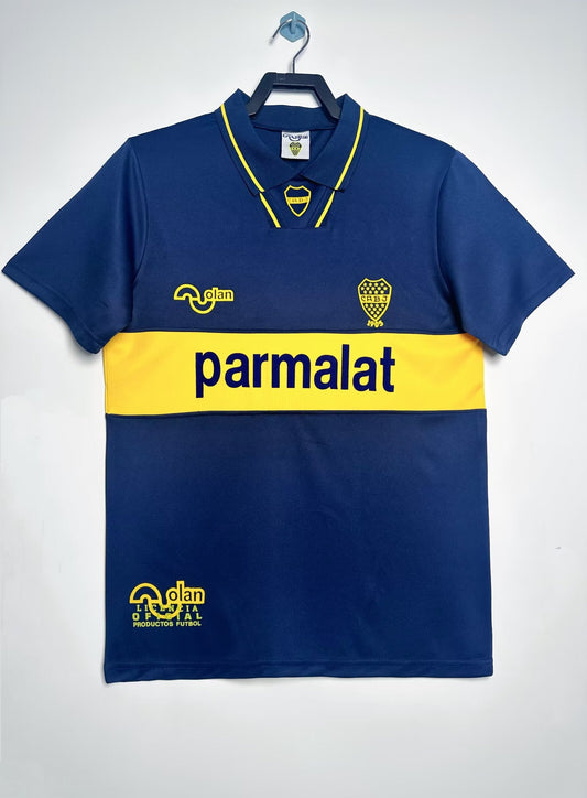 Alt Text: Boca Juniors 1993 Home Jersey – Classic Retro Kit in blue and yellow