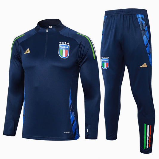 Italy 1/4 Zip Tracksuit Set Navy/Azure
