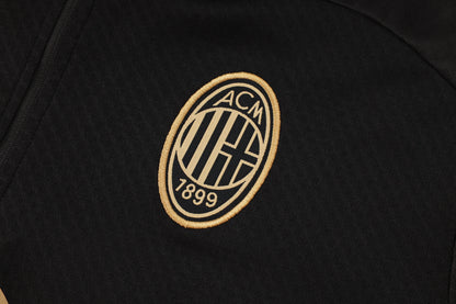 AC Milan 1/4 Zip Tracksuit Set Black/Red/Gold