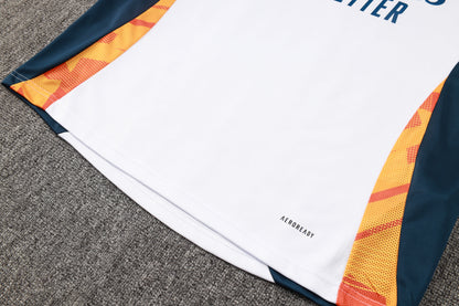Real Madrid 1/4 Zip Tracksuit Set White/Yellow/Navy