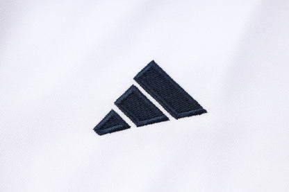 Real Madrid 1/4 Zip Tracksuit Set White/Navy/Yellow