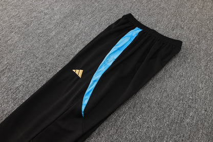 Argentina 1/4 Zip Tracksuit Set Black/Electric-Blue/Gold