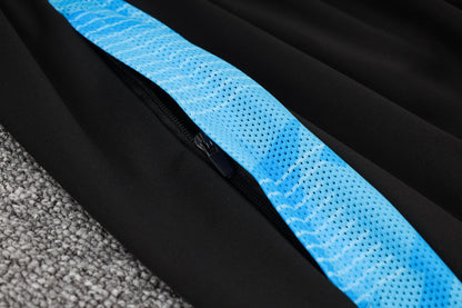 Argentina 1/4 Zip Tracksuit Set Black/Electric-Blue/Gold