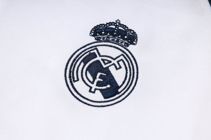 Real Madrid 1/4 Zip Tracksuit Set White/Navy/Yellow