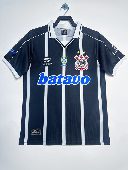 Alt Text: Corinthians Retro Jersey 1999/00 Away Shirt – Vintage Brazilian Football Kit