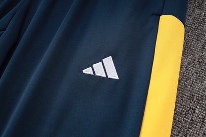 Real Madrid 1/4 Zip Tracksuit Set White/Navy/Yellow