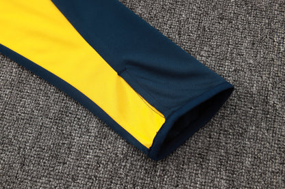 Real Madrid 1/4 Zip Tracksuit Set White/Yellow/Navy