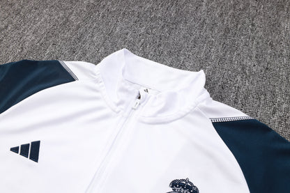 Real Madrid 1/4 Zip Tracksuit Set White/Navy/Yellow