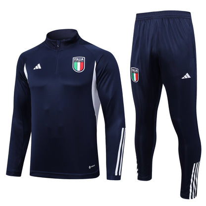 Italy 1/4 Zip Tracksuit Set Navy/White
